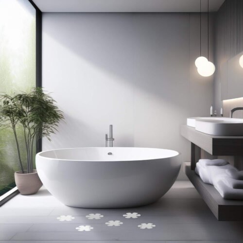 Naklejka antypoślizgowa kwiatek 10 x 10cm biała 12szt. 6 lazienka wizualizacja bialy