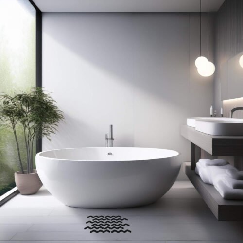 Naklejka antypoślizgowa fala 1.3 x 18cm czarna 12szt. 9 lazienka wizualizacja fala czarna