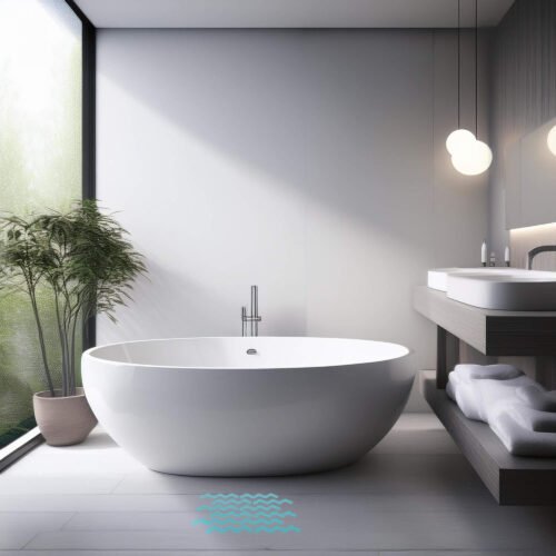 Naklejka antypoślizgowa fala 1.3 x 18cm niebieska 12szt. 9 lazienka wizualizacja fala niebieska